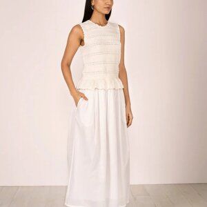 NWT BANJANAN HEATHER CROCHET COTTON MAXI DRESS CREAM